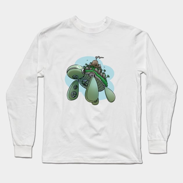 Turtle carrying the world Long Sleeve T-Shirt by painterming